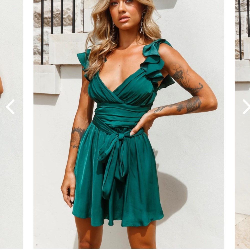 Ruffle Shoulder Ruched Dress